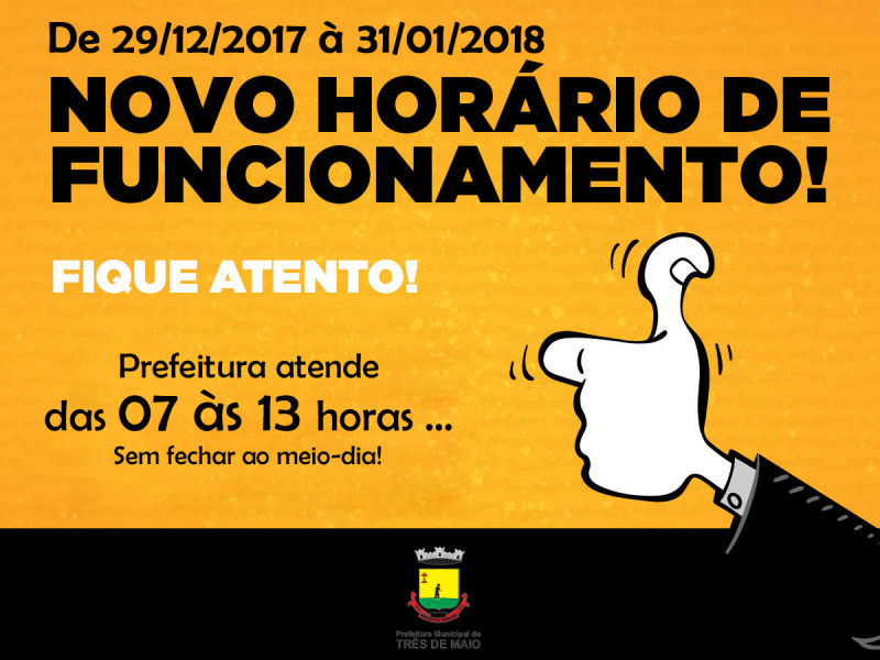 Prefeitura adota jornada especial de trabalho no mês de Janeiro